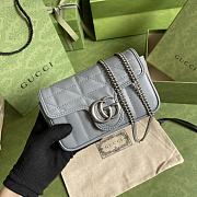 Gucci Super Mini GG Marmont Matelassé Leather Silver Metal Gray 476433 16.5x10x5cm - 1