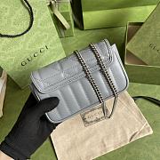 Gucci Super Mini GG Marmont Matelassé Leather Silver Metal Gray 476433 16.5x10x5cm - 4
