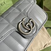 Gucci Super Mini GG Marmont Matelassé Leather Silver Metal Gray 476433 16.5x10x5cm - 3