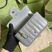Gucci Super Mini GG Marmont Matelassé Leather Silver Metal Gray 476433 16.5x10x5cm - 2