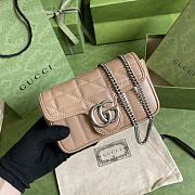 Gucci Super Mini GG Marmont Matelassé Leather Silver Metal Rose Beige 476433 16.5x10x5cm - 1