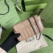 Gucci Super Mini GG Marmont Matelassé Leather Silver Metal Rose Beige 476433 16.5x10x5cm - 3