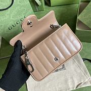 Gucci Super Mini GG Marmont Matelassé Leather Silver Metal Rose Beige 476433 16.5x10x5cm - 5