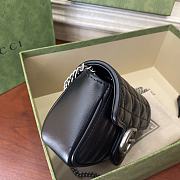 Gucci Super Mini GG Marmont Matelassé Leather Silver Metal Black 476433 16.5x10x5cm - 6