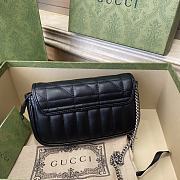 Gucci Super Mini GG Marmont Matelassé Leather Silver Metal Black 476433 16.5x10x5cm - 3