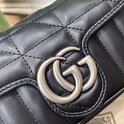Gucci Super Mini GG Marmont Matelassé Leather Silver Metal Black 476433 16.5x10x5cm - 2