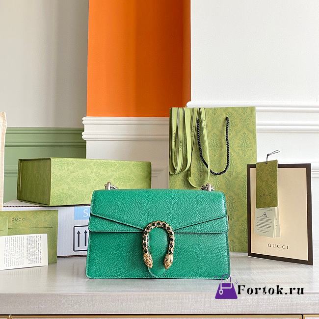 Gucci Small Dionysus GG Shoulder Bag Leather Green 400249 28×17×9cm - 1