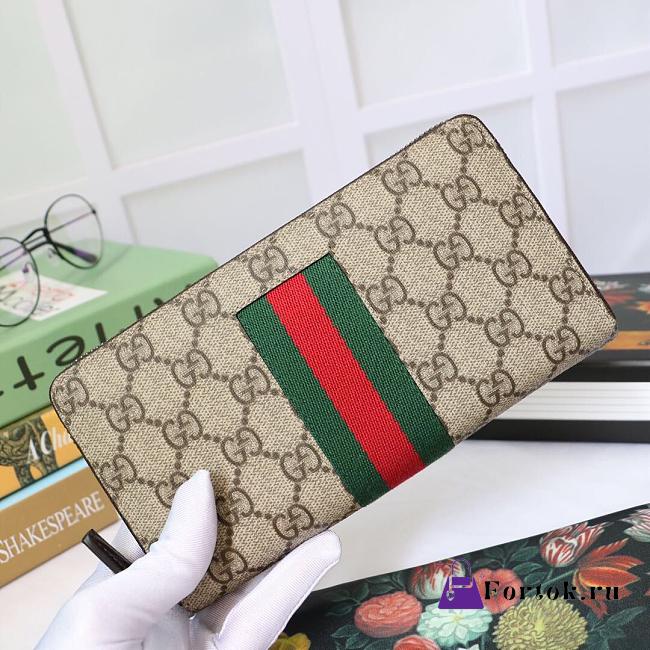 Gucci Portafoglio Long Zipper Wallet Beige 408831 19x10x2.5cm - 1