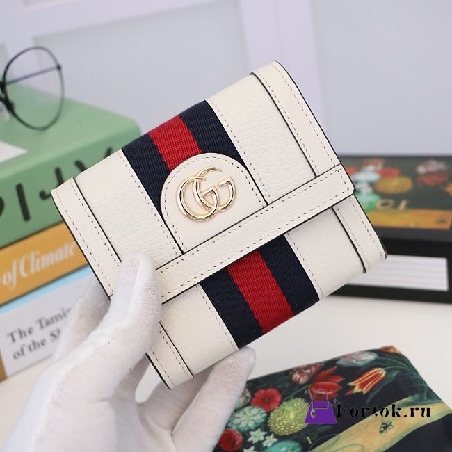 Gucci Ophidia GG Wallet Leather White 523174 12.5x10x3cm - 1