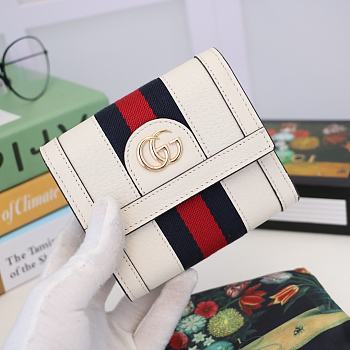 Gucci Ophidia GG Wallet Leather White 523174 12.5x10x3cm