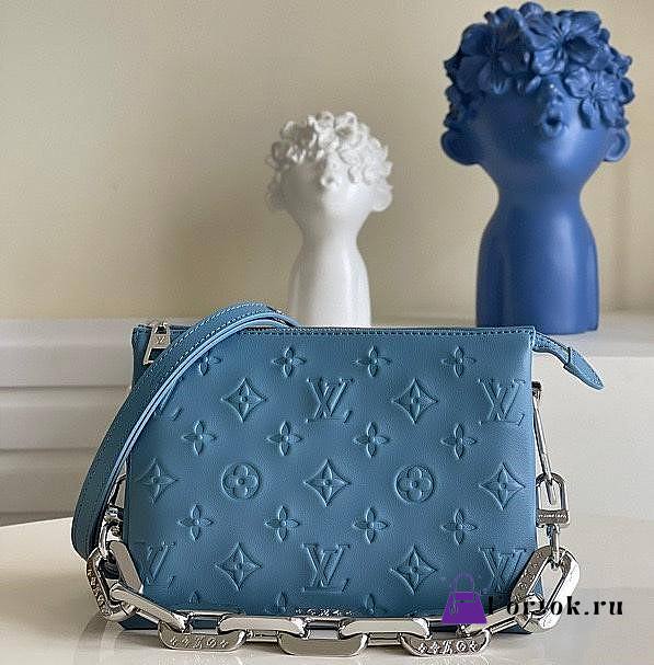 Louis Vuitton Coussin BB Monogram Silver-tone Metal Leather Blue M59389 20x16x12cm - 1