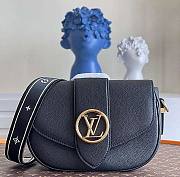 Louis Vuitton LV Pont 9 Soft MM Grained Calfskin Leather Black M58967 25x17.5x8cm - 1