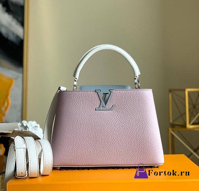 Louis Vuitton Capucines BB Taurillon Leather Pink/Blue M57223 27x21x9cm - 1