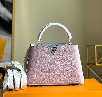 Louis Vuitton Capucines BB Taurillon Leather Pink/Blue M57223 27x21x9cm