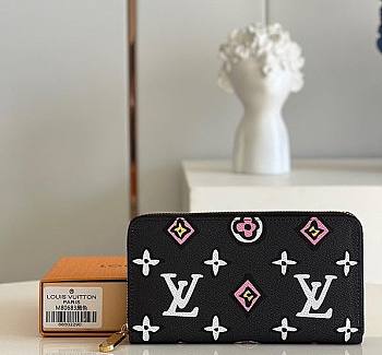 Louis Vuitton Zippy Wallet Wild At Heart Black M80683 19.5x10.5x2.5cm