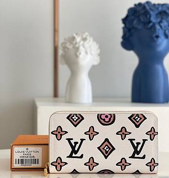 Louis Vuitton Zippy Wallet Wild At Heart White M80683 19.5x10.5x2.5cm