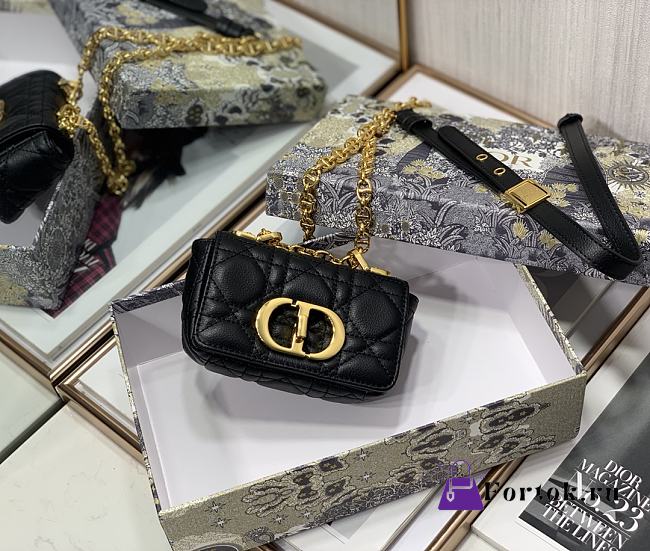 Dior Micro Caro Bag Cannage Leather Black S2022 13x8x4cm - 1