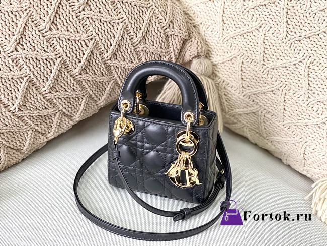 Dior Micro Lady Dior Bag Cannage Leather Black S0856 12×10×5cm - 1