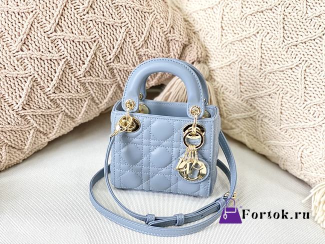 Dior Micro Lady Dior Bag Cannage Leather Blue S0856 12×10×5cm - 1