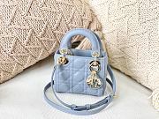 Dior Micro Lady Dior Bag Cannage Leather Blue S0856 12×10×5cm - 1