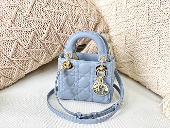 Dior Micro Lady Dior Bag Cannage Leather Blue S0856 12×10×5cm