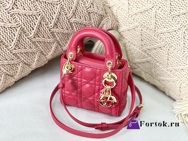 Dior Micro Lady Dior Bag Cannage Leather Red S0856 12×10×5cm - 1