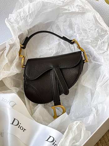 Dior Micro Saddle Grained Leather Black S5662 12x7.5x5cm