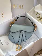 Dior Micro Saddle Grained Leather Blue S5662 12x7.5x5cm - 1