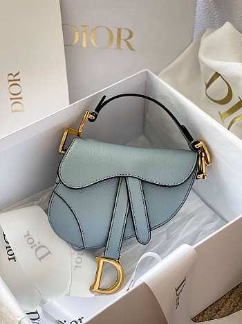 Dior Micro Saddle Grained Leather Blue S5662 12x7.5x5cm