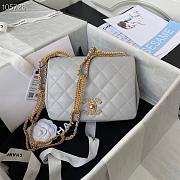 Chanel Small Flap Bag Leather Gold-tone Metal Gray AS2976 20×6×15cm - 1