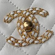 Chanel Small Flap Bag Leather Gold-tone Metal White AS2976 20×6×15cm - 4
