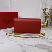 Valentino Vlogo Signature Grainy Leather Wallet With Chain Red 20x10x5.5cm - 3