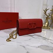 Valentino Vlogo Signature Grainy Leather Wallet With Chain Red 20x10x5.5cm - 2