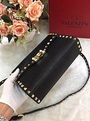Valentino Small Rockstud Grainy Leather Bag Black 22.5×6.5×16.5cm - 2