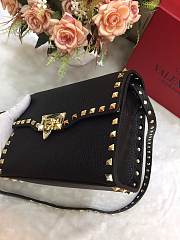 Valentino Small Rockstud Grainy Leather Bag Black 22.5×6.5×16.5cm - 3
