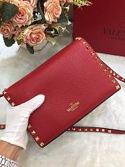 Valentino Small Rockstud Grainy Leather Bag Red 22.5×6.5×16.5cm - 4