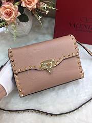 Valentino Small Rockstud Grainy Leather Bag Beige 22.5×6.5×16.5cm - 1