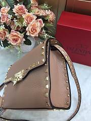 Valentino Small Rockstud Grainy Leather Bag Beige 22.5×6.5×16.5cm - 6