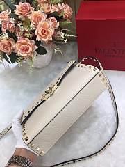 Valentino Small Rockstud Grainy Leather Bag White 22.5×6.5×16.5cm - 5