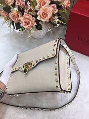 Valentino Small Rockstud Grainy Leather Bag White 22.5×6.5×16.5cm - 3