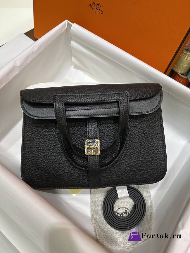 Hermes Halzan 25 Bag Black H082027 25cm - 1