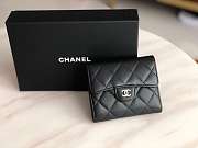 Chanel Small Flap Wallet Black Sliver-tone Metal A82288 10.5x11.5x3cm - 1
