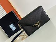 Prada Saffiano Leather Shoulder Bag Black 1BD318 21.5x14x4cm - 1