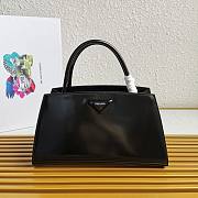 Prada Brushed Leather Handbag Black 1BA327 33x18x13.5cm - 1