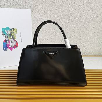 Prada Brushed Leather Handbag Black 1BA327 33x18x13.5cm