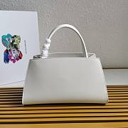 Prada Brushed Leather Handbag White 1BA327 33x18x13.5cm - 5