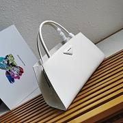 Prada Brushed Leather Handbag White 1BA327 33x18x13.5cm - 3