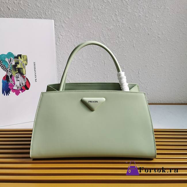 Prada Brushed Leather Handbag Mint 1BA327 33x18x13.5cm - 1