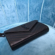 Ysl Monogram Chain Wallet Grained Leather Black 377828 22.5x14x4cm - 2