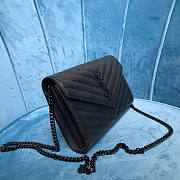 Ysl Monogram Chain Wallet Grained Leather Black 377828 22.5x14x4cm - 3